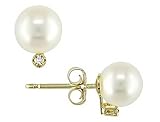 14K Yellow Gold 0.06 CT TDW Diamond Akoya Cultured White Pearl Stud Earrings (I2 I3) (7 7.5 mm) 31NfgTwPYGL. SL160 14K Yellow Gold 0.06 CT TDW Diamond Akoya Cultured White Pearl Stud Earrings (I2 I3) (7 7.5 mm)