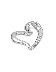 Sterling Silver Artisitc Heart Pendant Classic Unique Charm Pure 925 New 19mm with 1.3mm Curb Chain