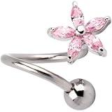 Passion Pink LILY FLOWER Twister Belly Ring
