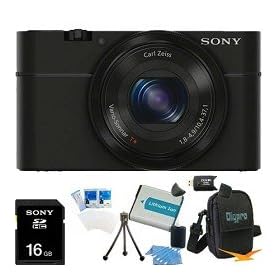 Sony DSC-RX100 20.2 MP Exmor CMOS Sensor Digital Camera with 3.6x Zoom BUNDLE with 16GB High Speed Class 10 SD Card, Spare Battery, Deluxe Case, Card Reader, Mini Tripod, LCD Screen protectors and MORE!