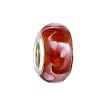 Pandora Style Charm Bead (Z447) - Glass (13mm x 8mm) (fits Troll too) ~ Orange with Pink Swirls and White Dots