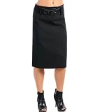 Plus Size Black Long Belted Skirt