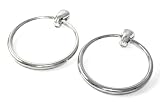 LARGE 2 1 2 Silver Tone Hoop Clip-On Earrings