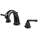 Kingston Brass NB980 Water Onyx Widespread Lavatory Faucet with Lever Handle and Retail Pop-up Drain, Black Stainless Steel