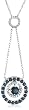 10k White Gold Sapphire and Diamond Circle Drop Pendant