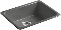 Hot Sale KOHLER K-6585-58 Iron/Tones 24-1/4-inch by 18-3/4-inch Top-mount/Under-mount Single Bowl Kitchen Sink, Thunder Grey
