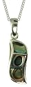 Silver Ladies Abalone Dropper Pendant 18" Curb