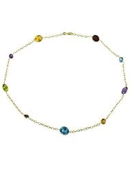 7 Ct. Citrine, Amethyst, Blue Topaz, Peridot, Garnet 14K Gold Necklace (18 inch)
