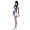 Sommer Babydoll Tunika Minikleid Blau Wei&szlig; (3819)