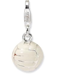 Amore La Vita Sterling Silver 3-D Enameled Volleyball w/Lobster Clasp Charm