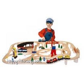 Melissa & Doug Deluxe Wooden Railway Set