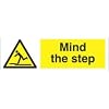 Warning Mind The Step Sign 300Mm X100Mm S/A Vinyl