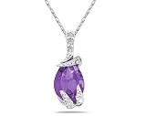 Pear Shaped Amethyst and Diamond Pendant in White Gold