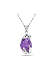Pear Shaped Amethyst and Diamond Pendant in White Gold