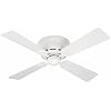 Hunter 23866 Lowprofile III 42-Inch 4 White Plastic Blades Ceiling Fan, White