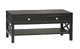 31Nh3j1vmnL. SL160  Anna Antique Black X Design 2 Drawer Coffee Table