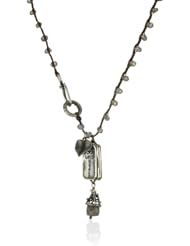 Love Heals Prayers, Lab Braided Labradorite Gems with White Bronze Charms Necklace