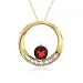 Garnet & Diamond Circle of Life Pendant Necklace in Yellow Gold