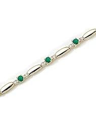 14K Yellow Gold Round Emerald and Diamond Bracelet