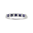 14K White Gold 0.06 ct. Diamond with Alternating 1/2 ct. Sapphire Anniversary Ring