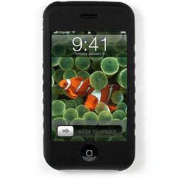 SOFT SILICON SILICONE CASE for APPLE iPhone 1st Gen (NOT for iPhone 3G) * BLACK* W/ FULL FRONTAL iPhone 1st Gen (NOT for iPhone 3G) SPECIFIC LCD SCREEN PROTECTOR SHIELD