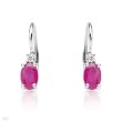 Earrings With 1.24ctw Precious Stones - Genuine Diamonds and Rubies Beautifully Crafted in 14K White Gold Length 16.0mm