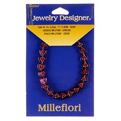 Heart Millefiori Glass Bead, 7 In. Strand