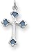 Blue Enameled Cross Charm, Sterling Silver