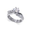 Nickel Free Sterling Silver Round Cut 8mm Clear Cubic Zirconia Polished Finished Rhodium Plated 5mm Band Ring Size 5, 6, 7, 8, 9, 10