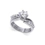 Nickel Free Sterling Silver Round Cut 8mm Clear Cubic Zirconia Polished Finished Rhodium Plated 5mm Band Ring Size 5, 6, 7, 8, 9, 10