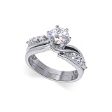 Rhodium Plated .925 Sterling Silver Band Round Cut Clear Cubic Zirconia Ring