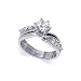 Nickel Free Sterling Silver Round Cut 8mm Clear Cubic Zirconia Polished Finished Rhodium Plated 5mm Band Ring Size 5