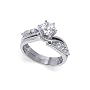 Rhodium Plated .925 Sterling Silver Band Round Cut Cubic Zirconia Ring