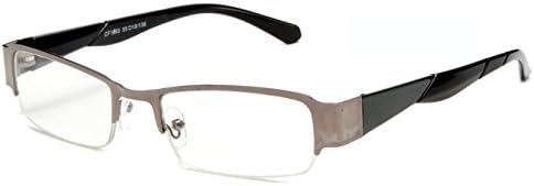Light Weight Spring Hinge Half Rim Magnification Metal Frame Reading Glasses RX Strength +1.00 +1.50 +1.75 +2.00 (Silver, 2 x)
