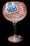 America's Flag Design - Hand Painted - Goblet - 12.5 oz.
