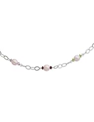 SS 17in 8-9mm Purple Freshwater Cult. Pearl & stone w/ 2in ext. Necklace