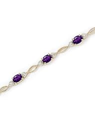 14kt Yellow Gold Oval Amethyst and Diamond Bracelet