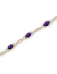 14kt Yellow Gold Oval Amethyst and Diamond Bracelet