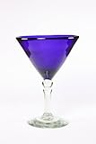 VIVAZ Bolitas Margarita Glass, Martini Style, Cobalt Recycled Glass, Set of 4