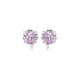 Image of Sterling Silver 8mm Round Pink Cubic Zirconia CZ Clip On Earring