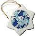 Hibiscus Flower On Blue - 3 Inch Snowflake Porcelain Ornament