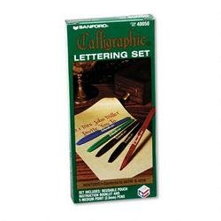 Marker Style Calligraphy Pen, Chisel Edge Nib, Waterbase Ink, 5 Color Set (SAN40050) Category: Calligraphy Pens