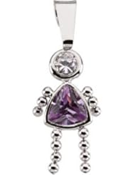 Girl Pendant W/Cz & Trillion Imitation Birthstone June