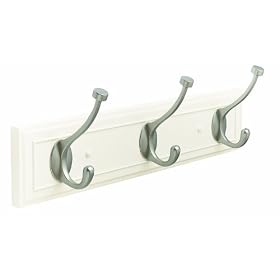 Amerock H55656-WS 18-Inch Beveled Hook Rack, White with Silvered Hooks by Amerock