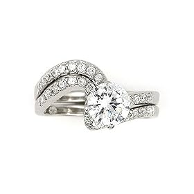 Sterling Silver Round Cubic Zirconia Wedding Ring Set Sterling Silver Round Cubic Zirconia Wedding Ring Set