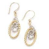 18K White / Yellow Gold Triple Oval Woven Dangle Earrings