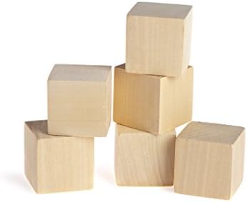 1.5" Inch Solid Natural Unfinished Pine Craft Wood Toy Blocks Wooden Cubes - Baby Shower Games (25 Blocks)