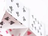View of Structure Made of Playing Cards Photographic Poster Print, 32x24