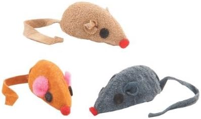 Cat Toy - Zanies Leather Rattling Catnip Mice - Bag of 20