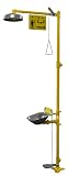 Bradley S19314UU Galvanized Steel 3 Spray Head Halo Combination Drench Showers and Eye Wash Unit with Foot Pedal, 20 GPM, 18-1/2" Width x 94-1/8" Height x 26-13/16" Depth, Yellow